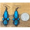 Image 2 : Antiqued Deep Blue Turquoise Elegant Dangle Earrings