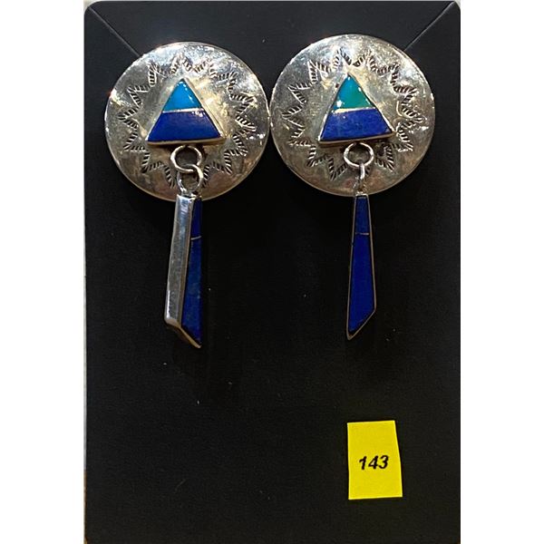 Lapis and Turquoise Clip Earrings
