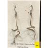 Image 1 : Effie Calavaza Turquoise Eyed Silver Snake Dangle Earrings