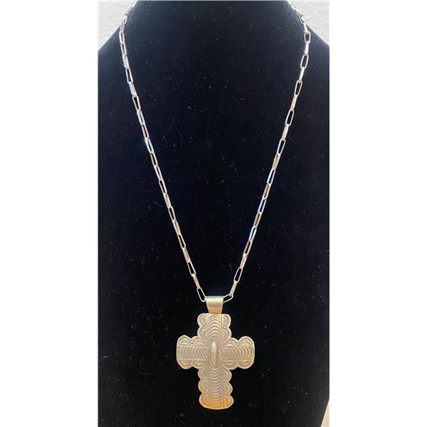 Carson B. Sterling Cross with 24” Sterling Handmade Link Chain