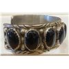 Image 2 : Heavy Sterling Onyx Row Cuff Bracelet