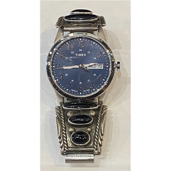 Watch with Timex 6 stone Onyx in Navajo Style