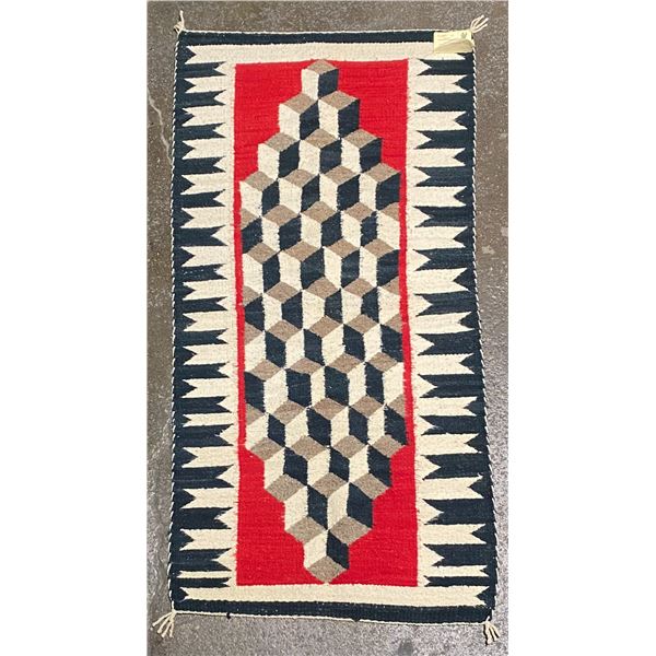 Vintage Navajo Tumbling Block Rug woven by Cindy Danet