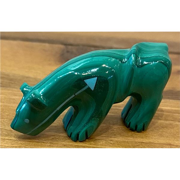 Malachite Mountain Lion Zuni Fetish