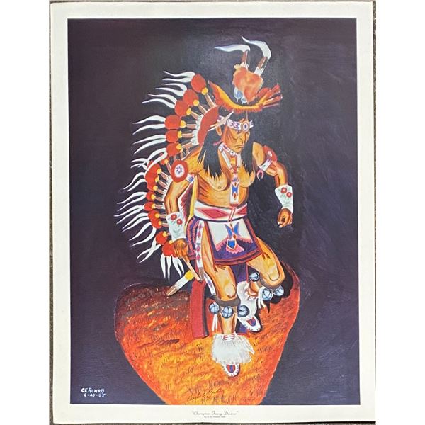 C.E. Rowell Lithograph titled Champion Fancy Dancer