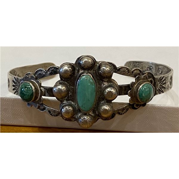 Historical 3 stone Harvey Style Cuff Bracelet