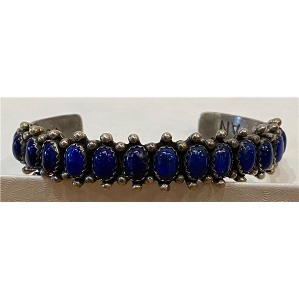 15 stone Lapis and Sterling Row Bracelet