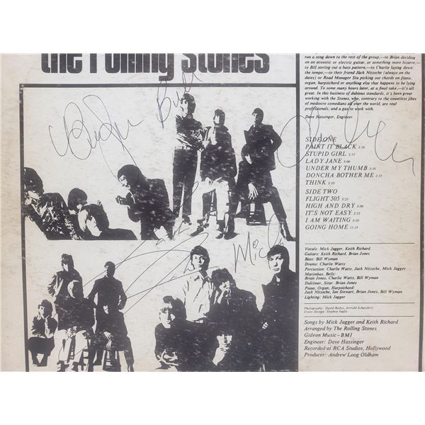 Signed Rolling Stones Aftermath Album Cover