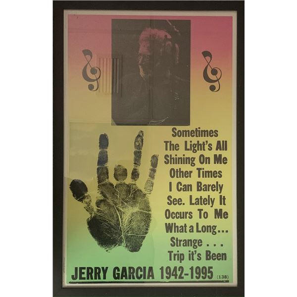 Framed Jerry Garcia Tribute Poster (Truckin' Lyrics Excerpt)