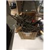 Image 2 : BUCKET OF CLEANING FLUIDS AND BOX OF TOOLS WITH ROPE