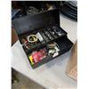 Image 2 : BOX OF ELECTRICAL HARDWARE AND TACKLEBOX WITH SHOP SUPPLIES AND HARDWARE