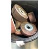 Image 3 : 2 PAILS OF WIRE WHEELS, POLISHING STONE, FLAP SANDING WHEELS