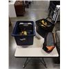 Image 1 : TOTE AND BIN OF TOOLS, JIGSAW, TOOL BAGS, SOCKET SET