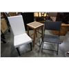 Image 1 : MODERN WHITE DINING CHAIR AND FOLDING CHAIR WITH TEAK BAR STOOL