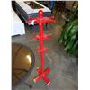 Image 4 : GLASSTOP PATIO BISTRO TABLE AND SHORT RED COAT TREE