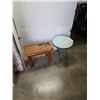 Image 1 : SMALL GLASSTOP PATIO ENDTABLE AND WOOD ENDTABLE