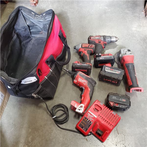 MILWAUKEE M18 TOOL SET WITH 4 BATTERIES AND CHARGER TESTED AND WORKING