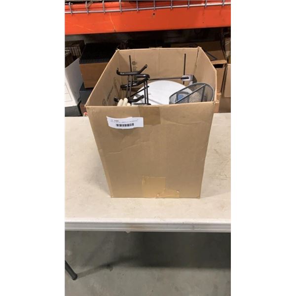 BOX OF DECOR, UMBRELLA, ORGANIZERS