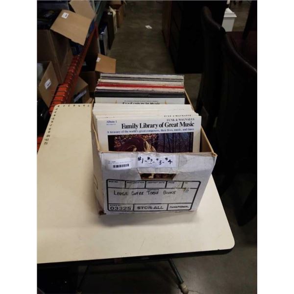 BOX OF RECORDS - BLUES, NOSTALGIC MELODIES, FAMILY LIBRARY OF GREAT MUSIC AND OTHER