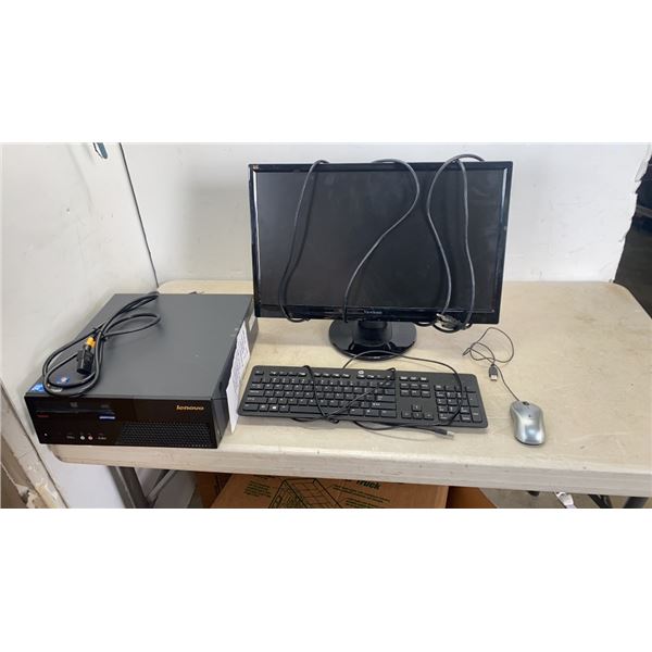 LENOVO TOWER WITH WINDOWS 10 UPDATES, NO PASSWORD 1TB HDD, 4 GB DDR3 RAM WITH MONITOR. KEYBOARD, MOU