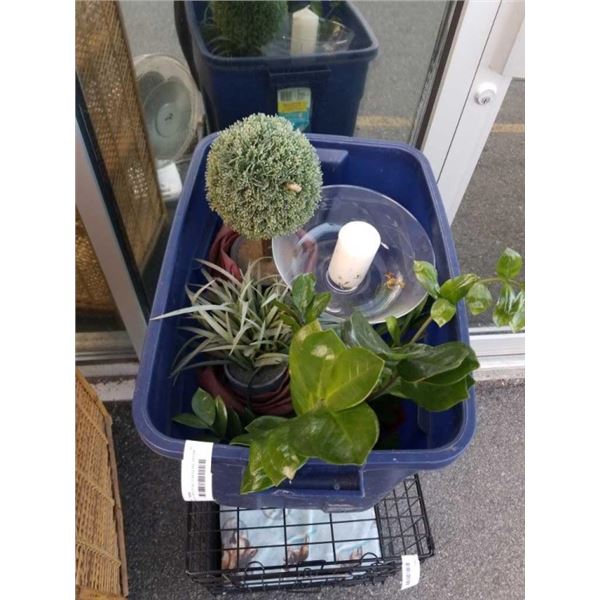 TOTE OF ARTIFICIAL PLANTS AND DECOR