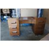 Image 2 : VINTAGE WALNUT VANITY DRESSER WITH STOOL AND MIRROR FRAME