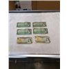 Image 1 : 6 CANADIAN 1 DOLLAR BILLS - 1954, 3 1967, 2 1973