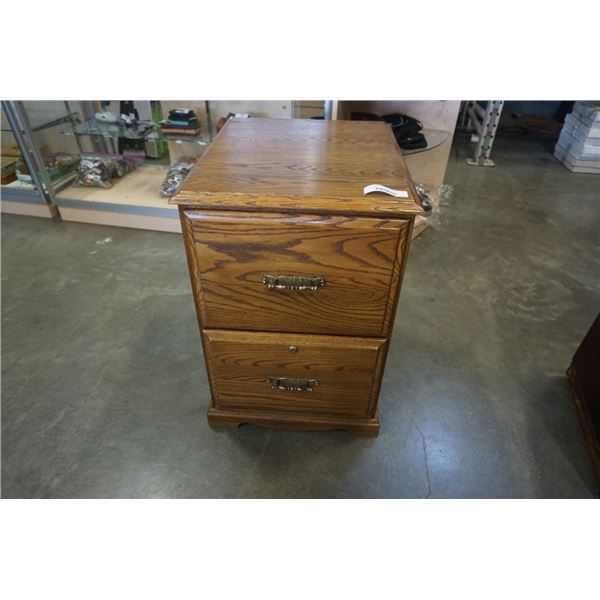 2 DRAWER OAK FILING CABINET