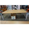 Image 1 : NEW MODERN 4 PERSON WORKSTATION WITH LOCKING STORAGE ON EACH SIDE. THICK WOOD TOP