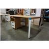 Image 2 : NEW MODERN 4 PERSON WORKSTATION WITH LOCKING STORAGE ON EACH SIDE. THICK WOOD TOP