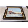 Image 1 : FRAMED ACRYLIC 16" X 20" STREET SCENE IN WINTER BY WILFRED LAMBERT