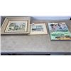 Image 1 : FRAMED SIGNED T. CONLIN SKETCH WITH 2 FRAMED WATERCOLORS STREET SCENE BY EMMITT FRITZ AND BUILDING I