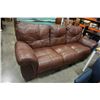 Image 1 : BROWN LEATHER RECLINER SOFA