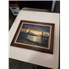 Image 1 : FRAMED OIL ON BOARD LAKE VIEW AT SUNSET SIGNED J H PRESTON