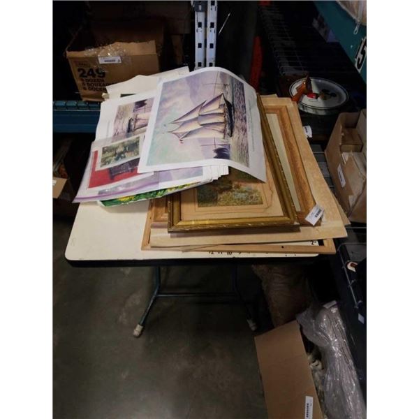 LOT OF PRINTS, PICTURE FRAMES, PAINTINGS