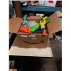 Image 1 : LOT OF NERF AND NERF STYLE GUNS ALL WORKING WITH BOX OF PLASTIC LIQUID DROPPERS