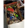 Image 2 : TRAY OF DIE CAST VEHICLES AND VINTAGE TOY REAL TOOL SETS