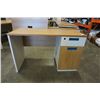 Image 1 : NEW MODERN DESK WITH RIGHT SIDE LOCKING CABINET, THICK WOOD TOP, STORAGE