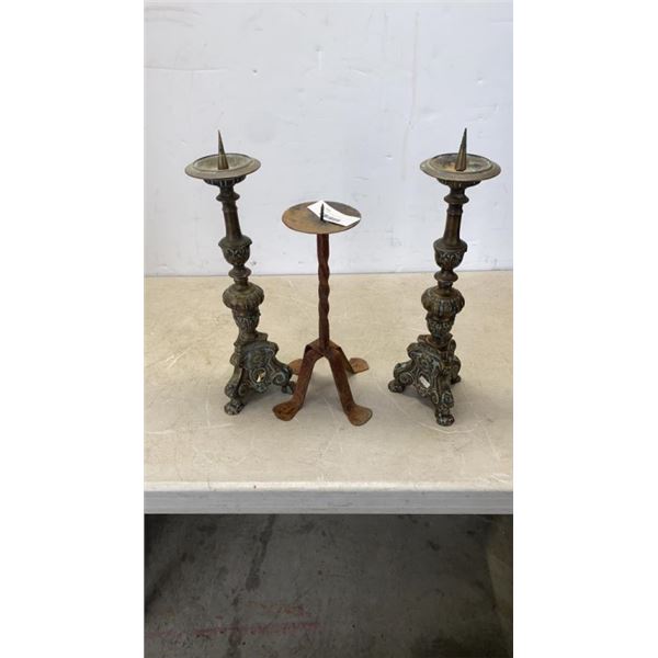 3 HEAVY METAL CANDLE STANDS