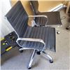 Image 3 : 2 CHROME AND BLACK LEATHER LOOK ROLLING OFFICE CHAIRS ONE IS GAS LIFT