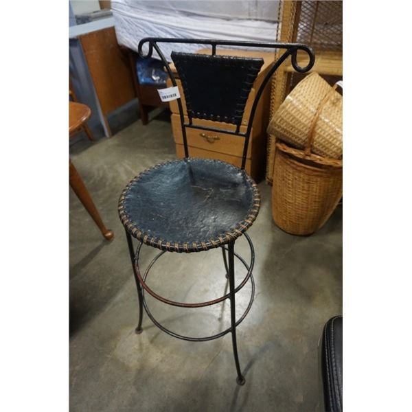 METAL AND LEATHER STOOL