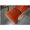Image 2 : VINTAGE CARVED WOOD FRAME CHANNEL BACK ARMCHAIR