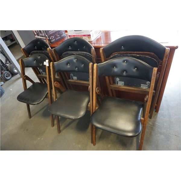 6 WOOD FRAMED FOLDING CHAIRS