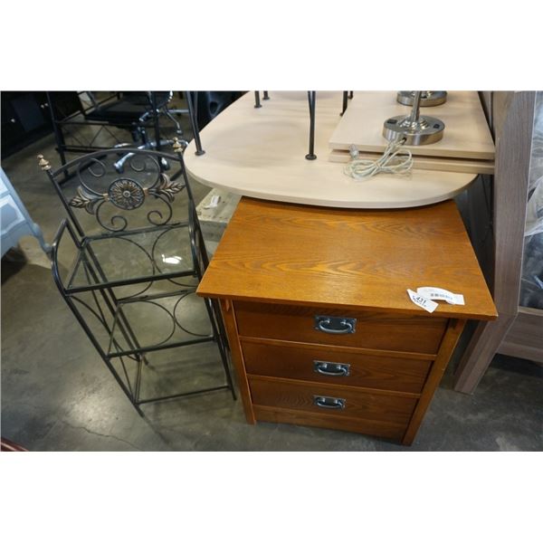 2 DRAWER NIGHTSTAND AND METAL GLASS ENDTABLE