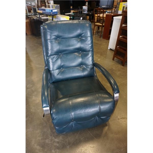 1960s LAZBOY METAL FRAME LEATHER ROCKING RECLINER