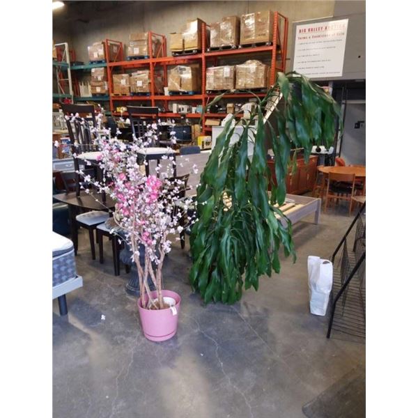 PALM TREE AND ARTIFICIAL CHERRY BLOSSOM TREE