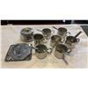 Image 2 : EDELSTAHL 18/10 STAINLESS CAPPUCINO SET WITH 6 CUPS AND SAUCERS, CREAM AND SUGAR, 7 SPOONS