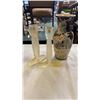 Image 1 : POTTERY 12 INCH VASE AND 2 CANDLESTICKS