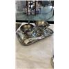 Image 4 : SIVLER PLATE CREAM AND SUGARS ON PLATTERS AND PLATED CUTLERY