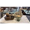 Image 1 : 2 STEINS, GLASS JAR AND DECORATIVE DUCK FIGURE
